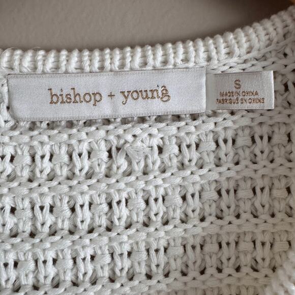 Bishop + Young Bristol Knit Gold Button Cardigan Sweater Ivory Size Small - Picture 3 of 7